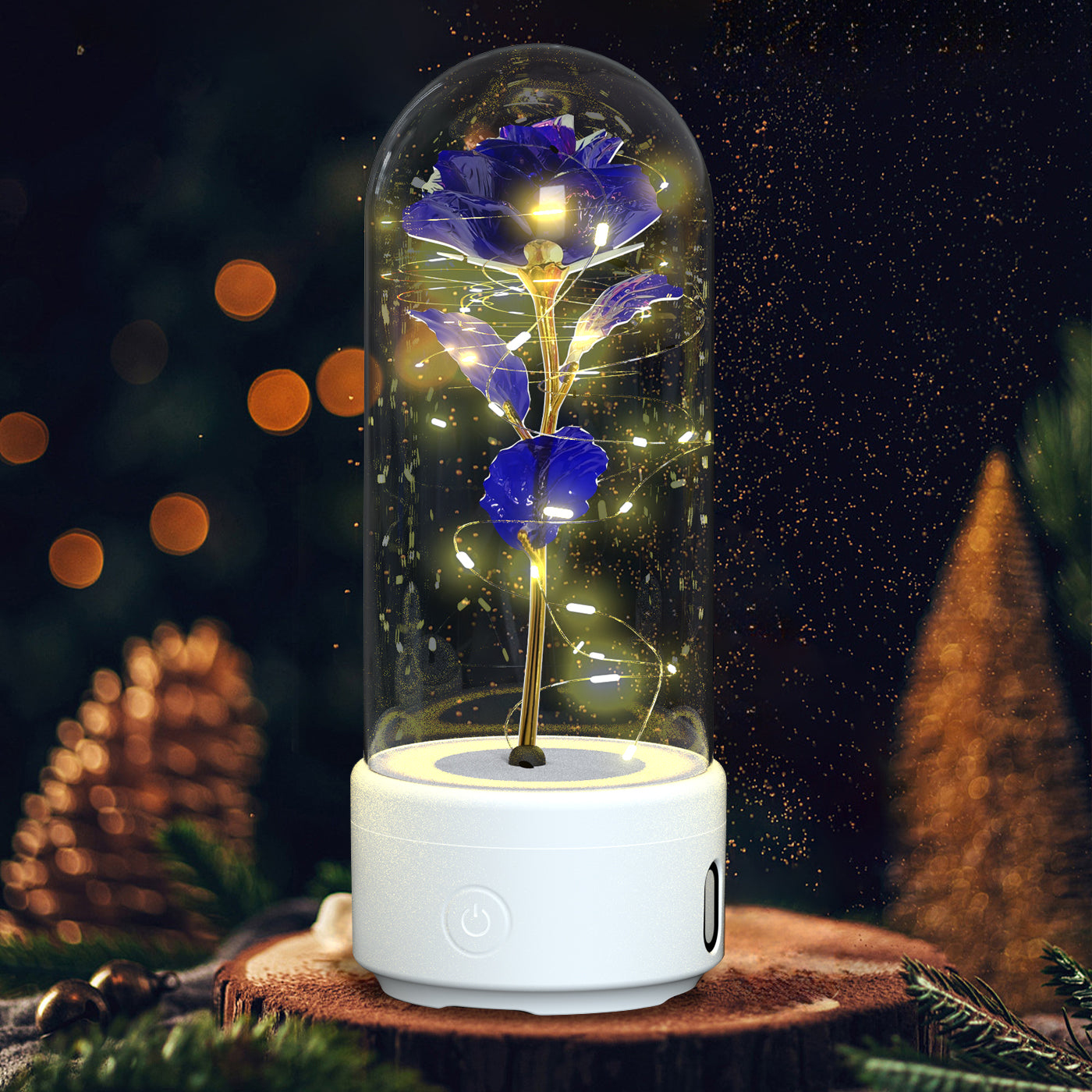 Rose Night Light with Bluetooth Speaker
