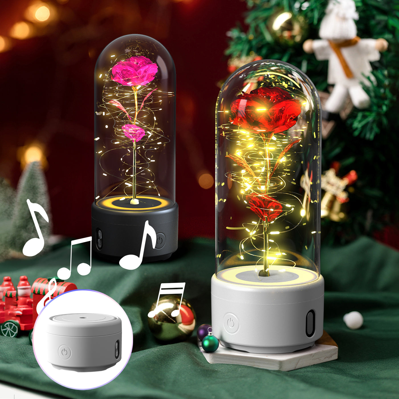 Rose Night Light with Bluetooth Speaker