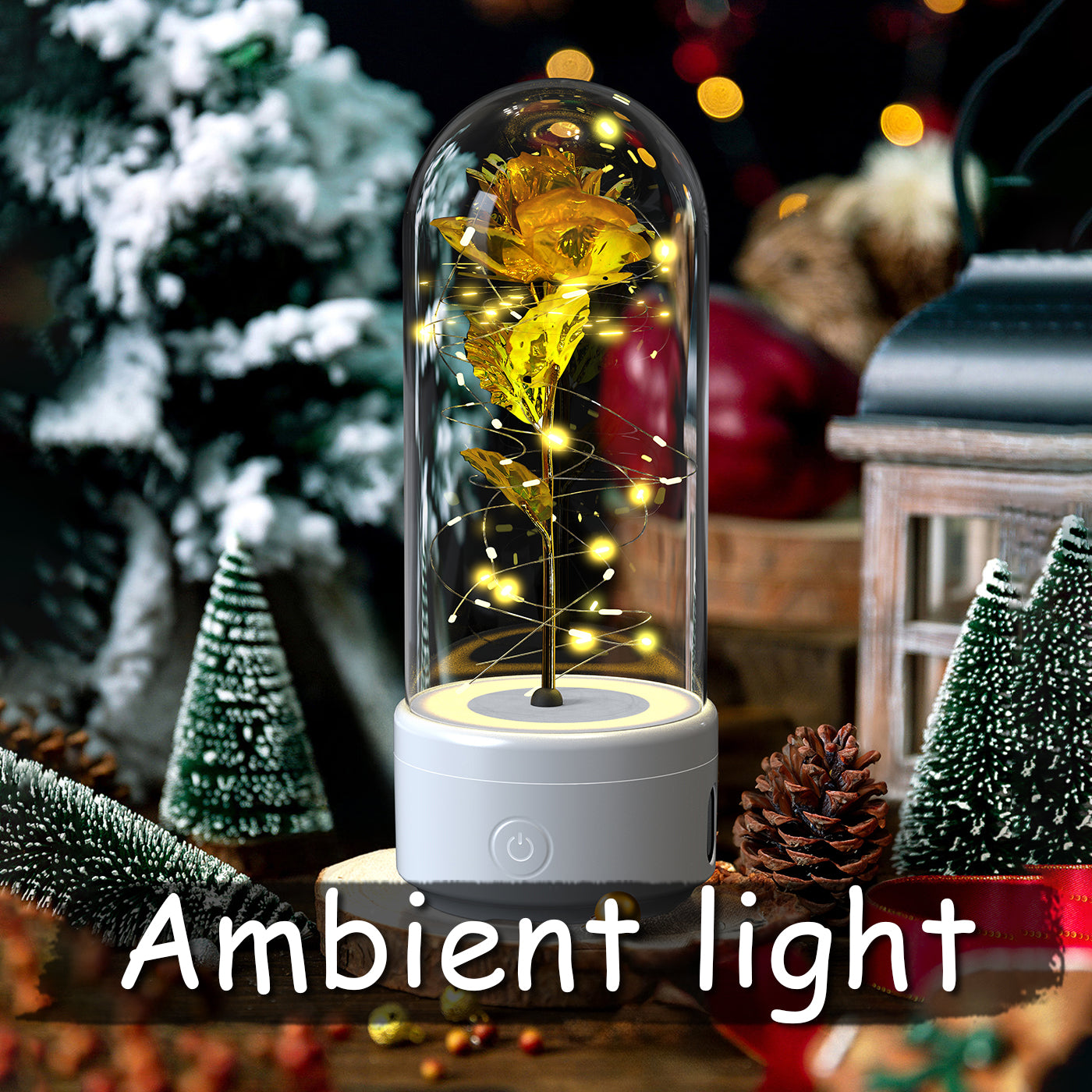 Rose Night Light with Bluetooth Speaker