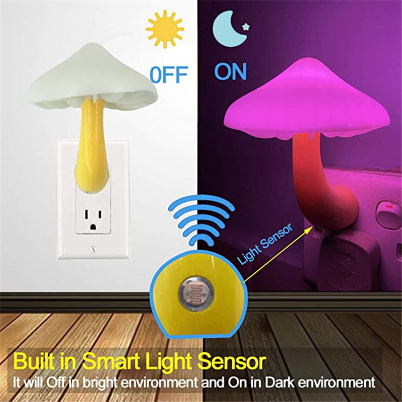 Mushroom LED Night Light with Light Sensor
