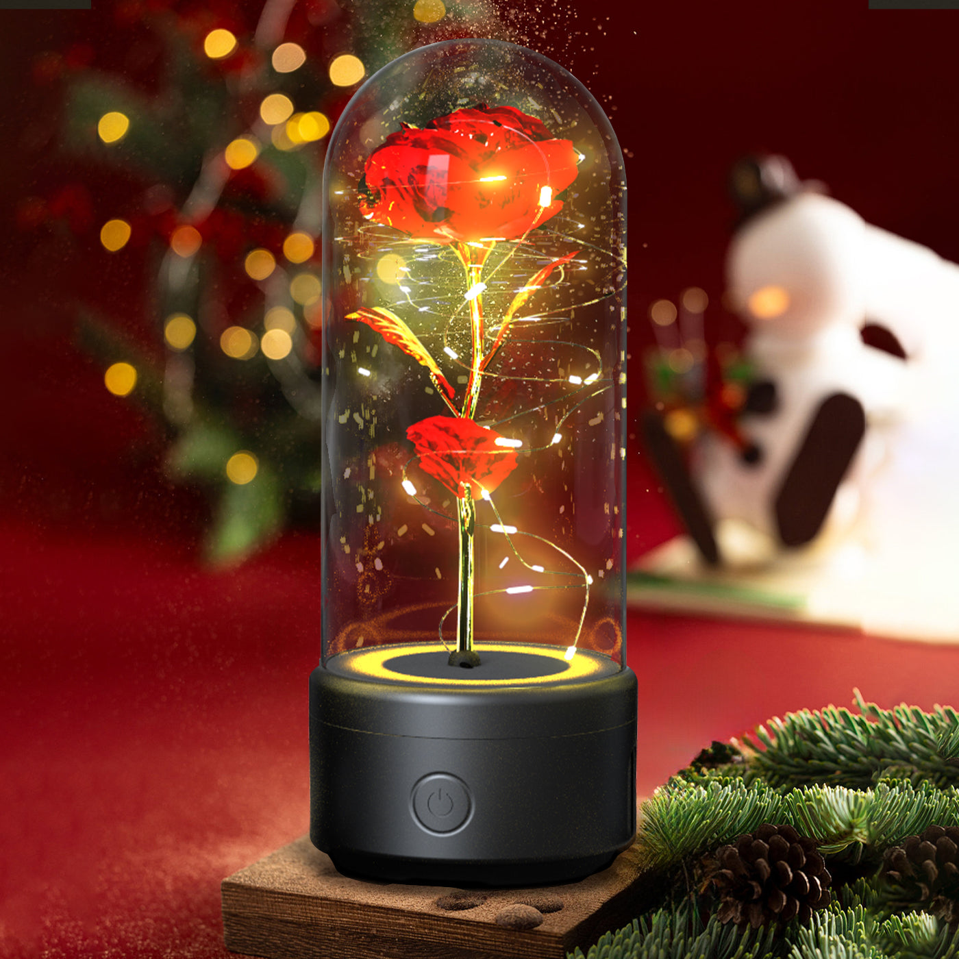 Rose Night Light with Bluetooth Speaker