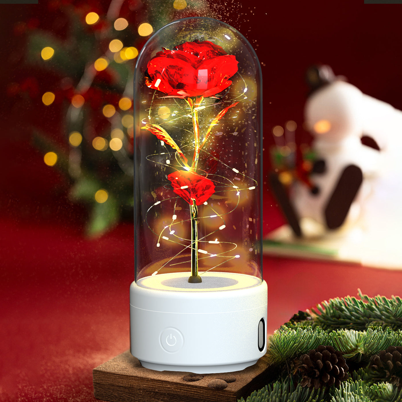 Rose Night Light with Bluetooth Speaker