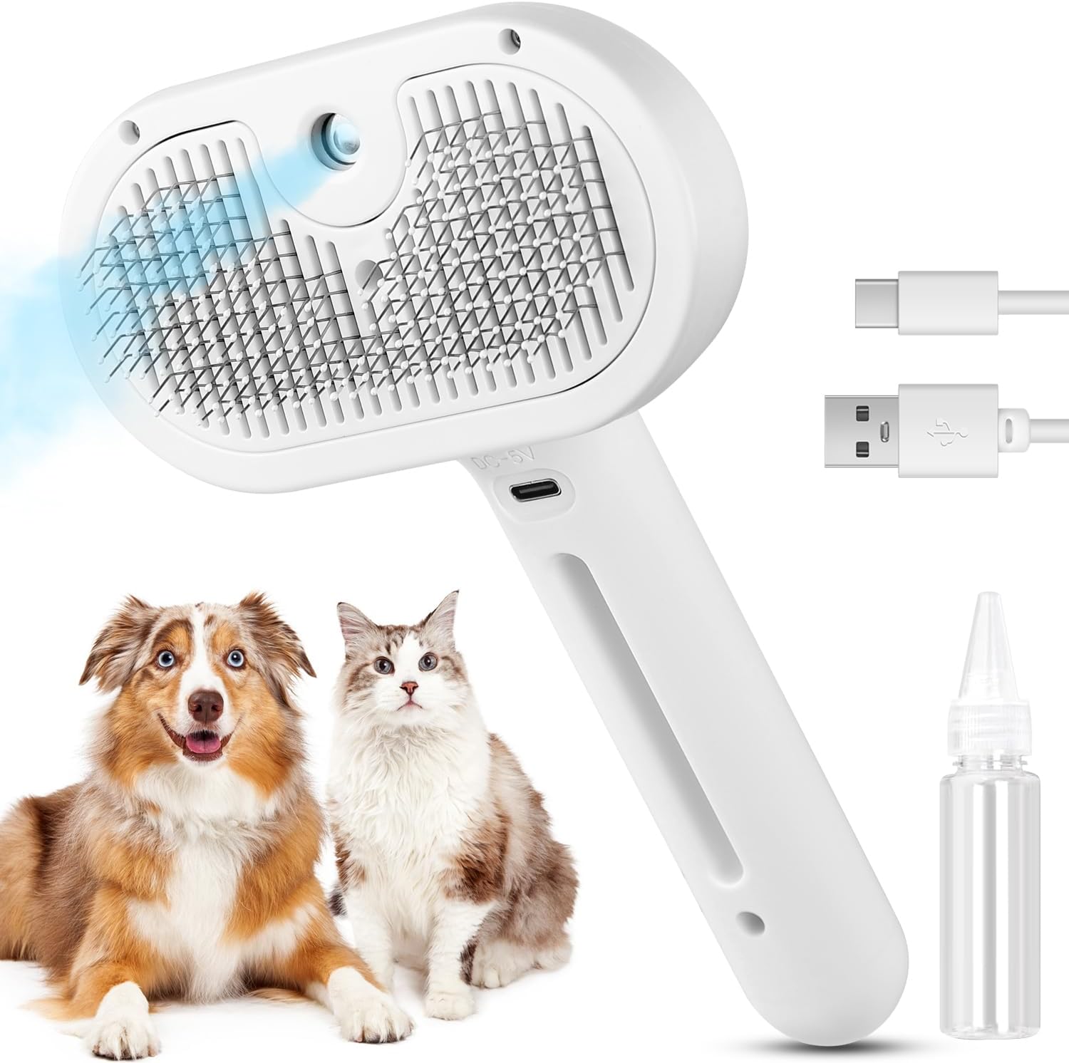 3-in-1 Pet Steam Brush with Mist Spray & Hair Removal for Cats and Dogs