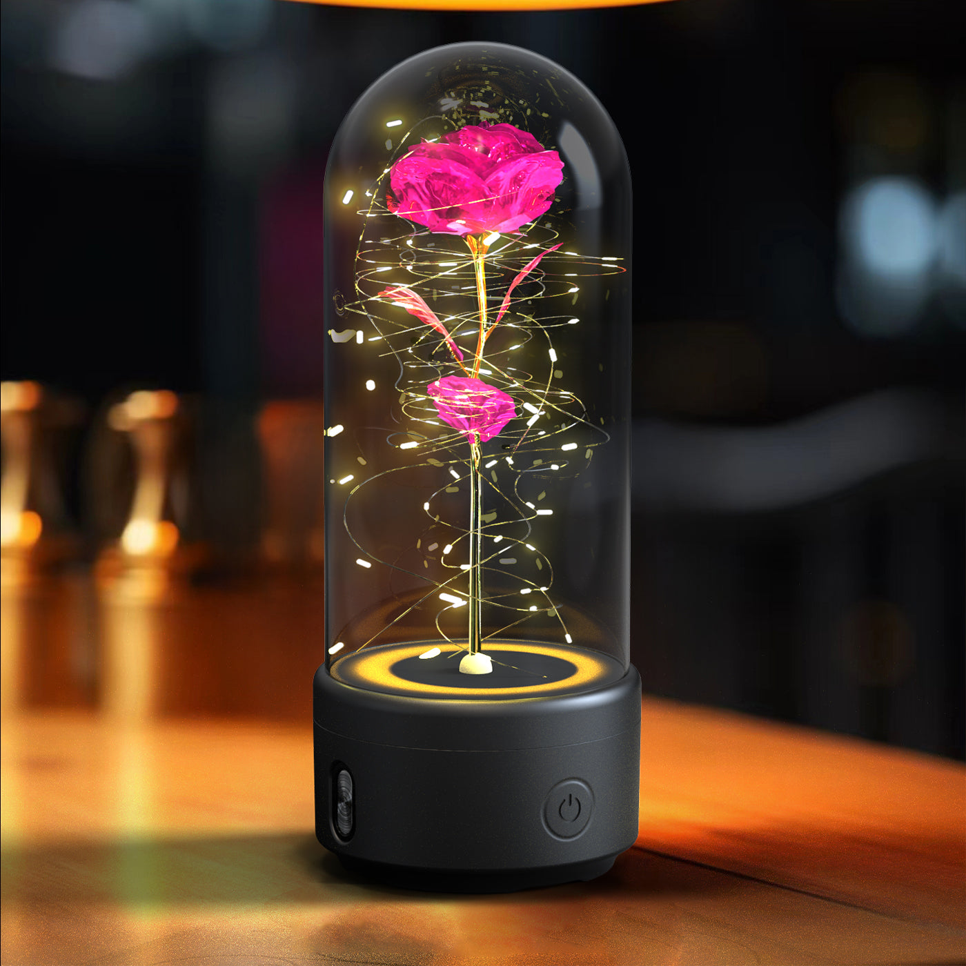 Rose Night Light with Bluetooth Speaker