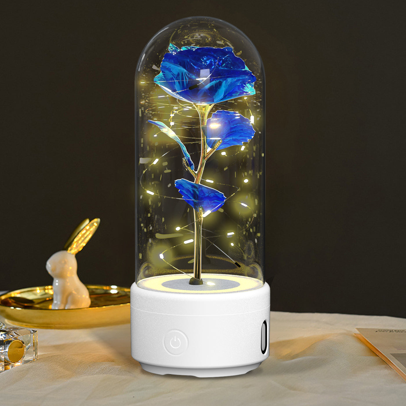Rose Night Light with Bluetooth Speaker