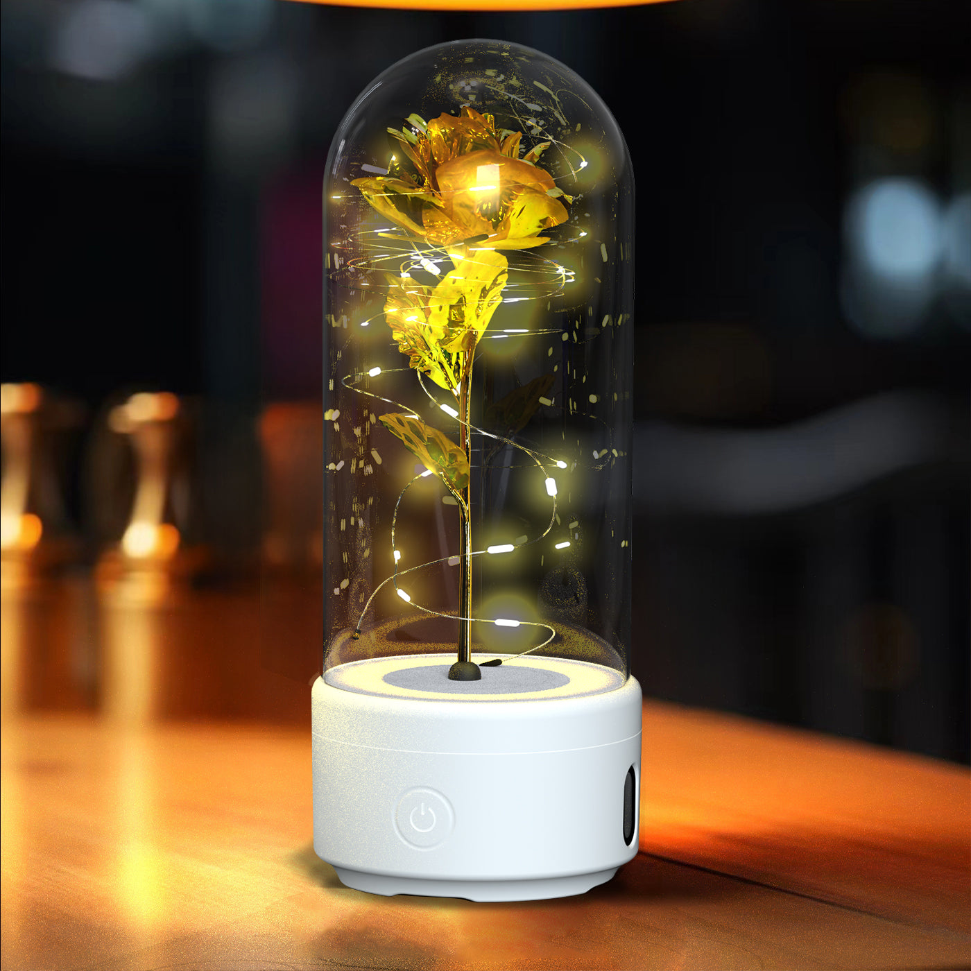 Rose Night Light with Bluetooth Speaker